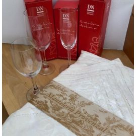 SORTEO de mantel provenzal con juego doble de copas 